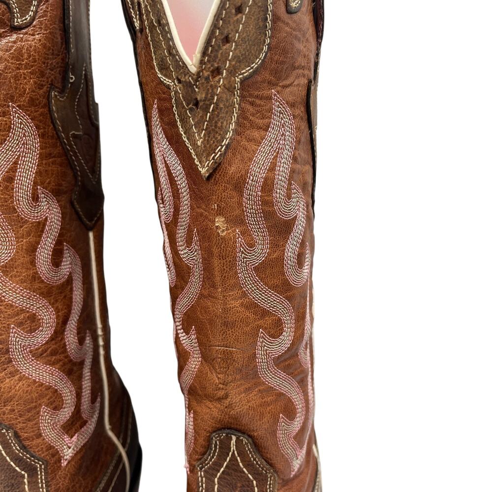 Ariat Cowboy Western Boots Crossfire Caliente Square Toe Brown Women's Size 6 B - Picture 4 of 11